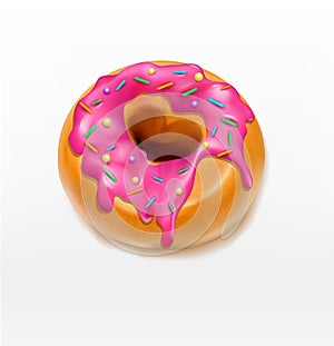Vector one donut glazed with pink caramel sprinkles (element fo