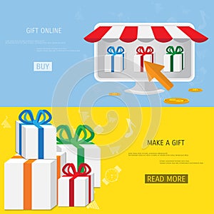 Vector online shopping gifts concept