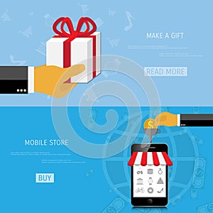 Vector online shopping gifts concept