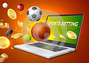 Vector online sports betting mobile app laptop