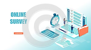 Vector of an online survey, feedback and customer satisfaction concept