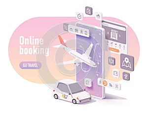Vector online travel planning and booking concept