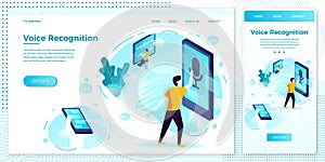 Vector online voice recognition app web set