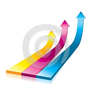 Vector Onwards & Upwards Arrows - 3D Glossy Icon photo