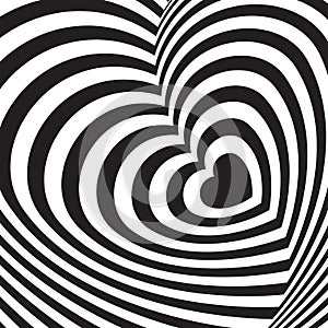 Vector op art heart background. Optical illusion. Vector op art