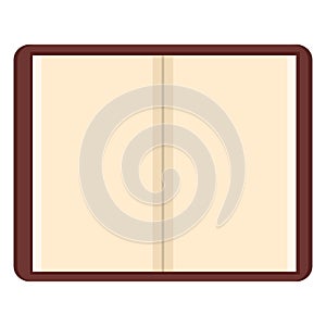 Vector Open Brown Notepad with Blank White Pages