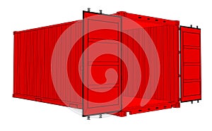 Vector of open cargo container