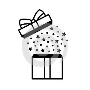 Vector of open gift box icon, Simple outline flat design isolated on white background.