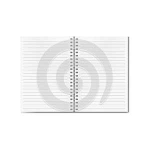 Vector open realistic lined notebook on spiral