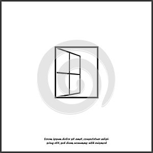 Vector open window icon. Window wide open on white isolated background