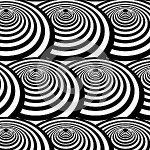 Vector optical spinning top pattern with multiply repeating black and white circles photo