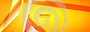 Vector orange abstract background with geometric shapes. Abstract technology modern graphic elements on wide banner.