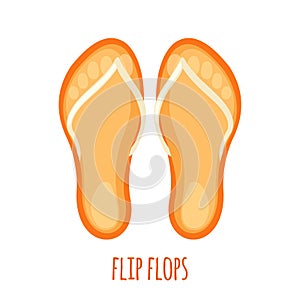 Vector Orange beach sneakers or flip flops icon in flat style isolated on white background