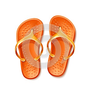 Vector orange flip flops beach footwear slippers