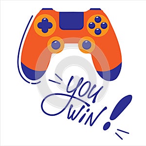 Vector Orange Gamepad with Lettering You Win