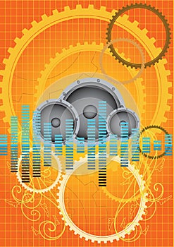 vector orange gears music background