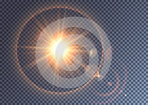 Vector orange light flash with halo effect