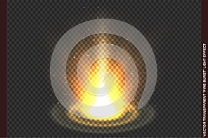 Vector orange yellow power energy explosion light effect isolated on transparent background. Magic fantasy futuristic portal