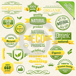 Vector Organic Food, Eco, Bio Labels and Elements