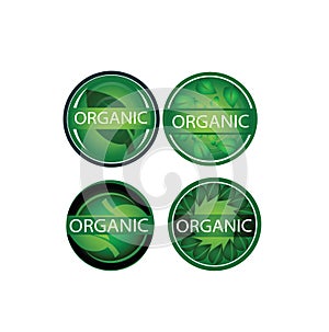 Vector organic labels set, natural, green leaf, environment, nature elements graphic design