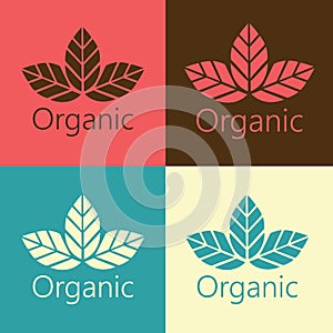 Vector Organic Leaves Ecological Logo Illustration