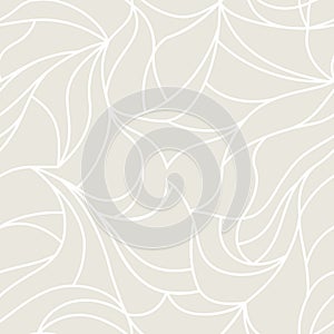 Vector organic pattern. Seamless texture of plants drawn lines. Stylish leaves light grey background.