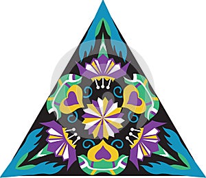 Vector oriental traditional flower triangular pattern