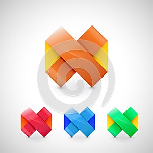 Vector origami infinity logo icon.