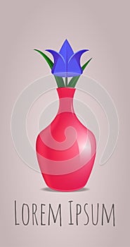 Vector origami paper tulip in a vase