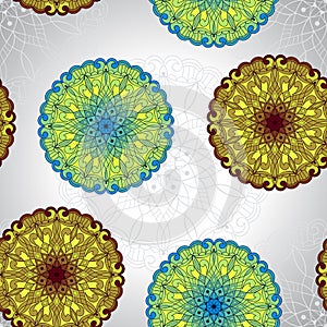 Vector seamless pattern with mandalas