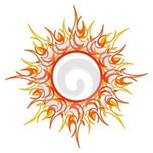 Vector ornament, abstract sun, fire