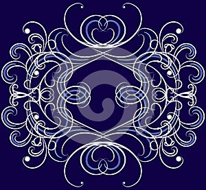 Vector ornament on the dack blue background.