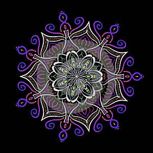 Vector ornament decoration multicolored bohemian circle .Ornamental Floral Mandala photo