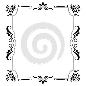 Vector ornamental beautiful hand drawn frame. Floral art geometric vintage background. Elegant decorative drawing