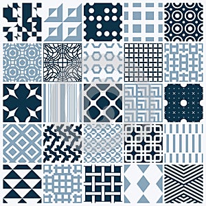 Vector ornamental black and white seamless backdrops set, geometric patterns collection. Ornate textures made in modern simple st