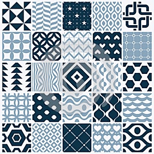 Vector ornamental black and white seamless backdrops set, geometric patterns collection. Ornate textures made in modern simple st