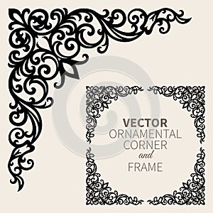 Vector ornamental corner frame photo