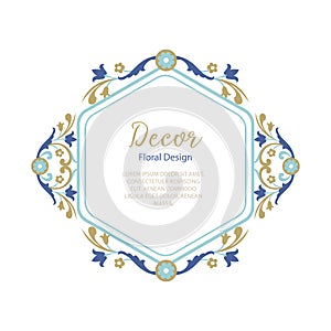 Vector ornamental decorative frame. Luxury east floral border.