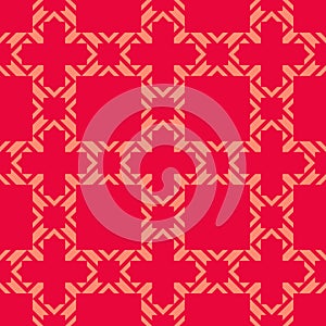 Vector ornamental geometric seamless pattern. Abstract red color background