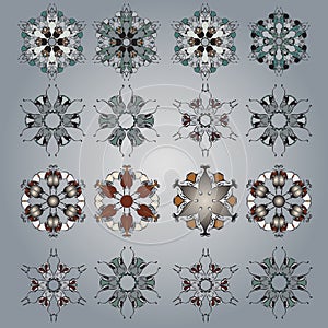 Vector ornamental Mandala set. Round pattern. Circle Tattoo