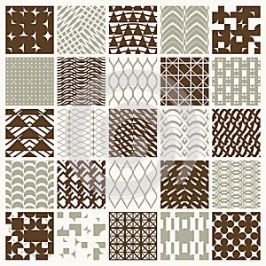 Vector ornamental seamless backdrops set, geometric patterns col