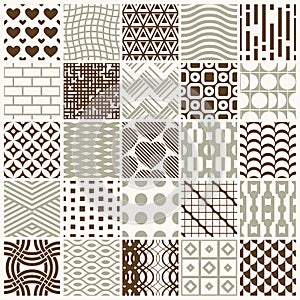 Vector ornamental seamless backdrops set, geometric patterns col