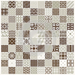 Vector ornamental seamless backdrops set, geometric patterns col