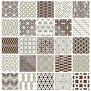 Vector ornamental seamless backdrops set, geometric patterns col