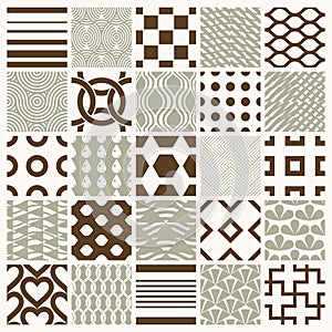 Vector ornamental seamless backdrops set, geometric patterns col