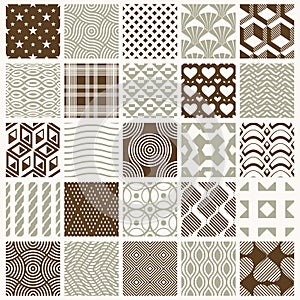 Vector ornamental seamless backdrops set, geometric patterns collection.