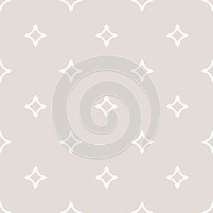 Vector ornamental seamless pattern with diamond shapes, stars. White and beige