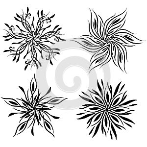 Vector ornaments, abstract flowers,Tattoo