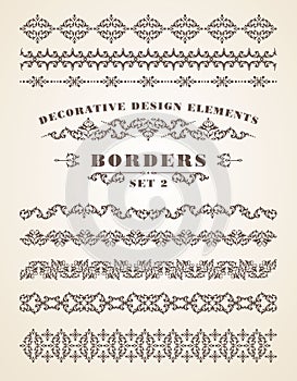 Vector Ornaments Borders. Decorative Design Elements.