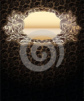 Vector Ornate Background With Gold Medallion photo